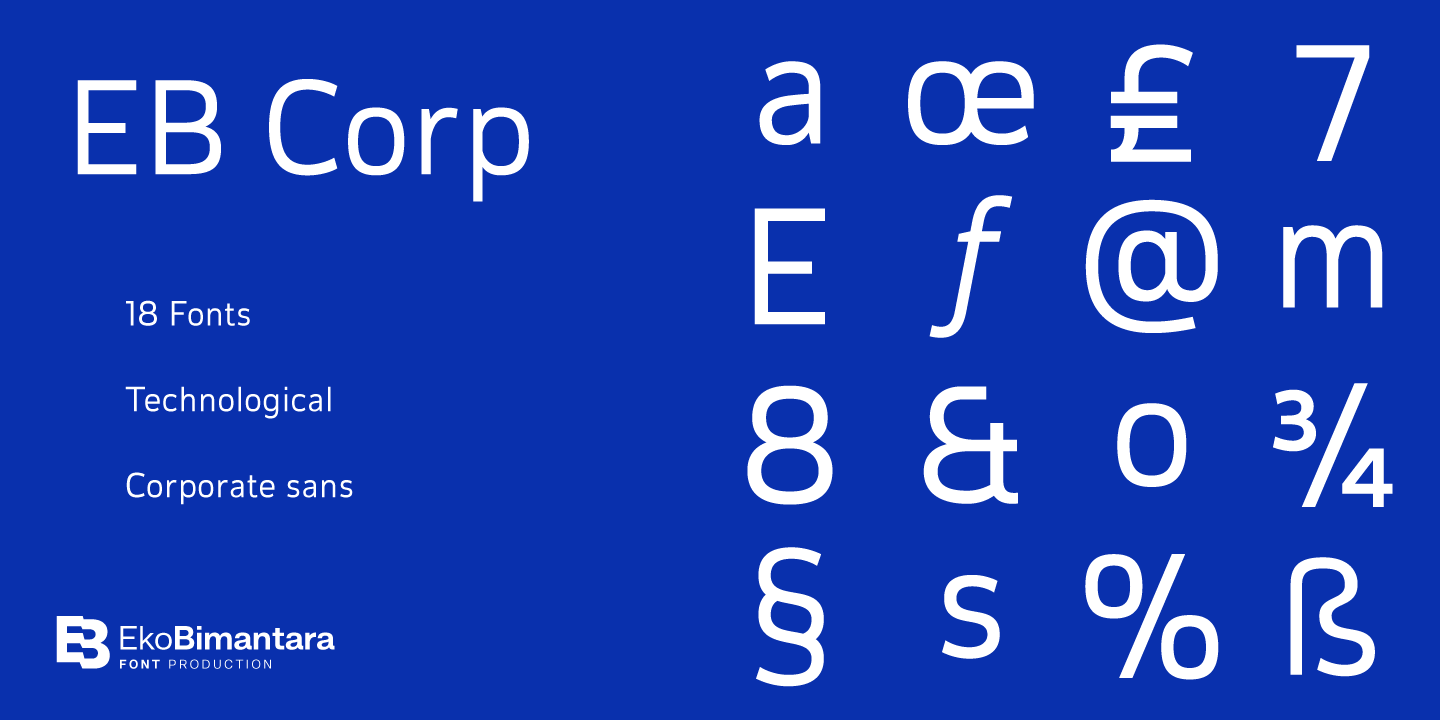 Пример шрифта EB Corp Light Oblique